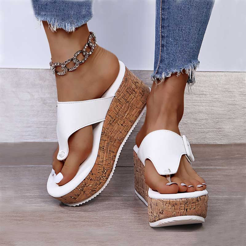 速发Women Summer Flip Flops Shoes Female Wedge Platform Sand