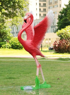 玻璃钢仿真火烈鸟雕塑户外园林景观动物摆件花园别墅假山水池装饰