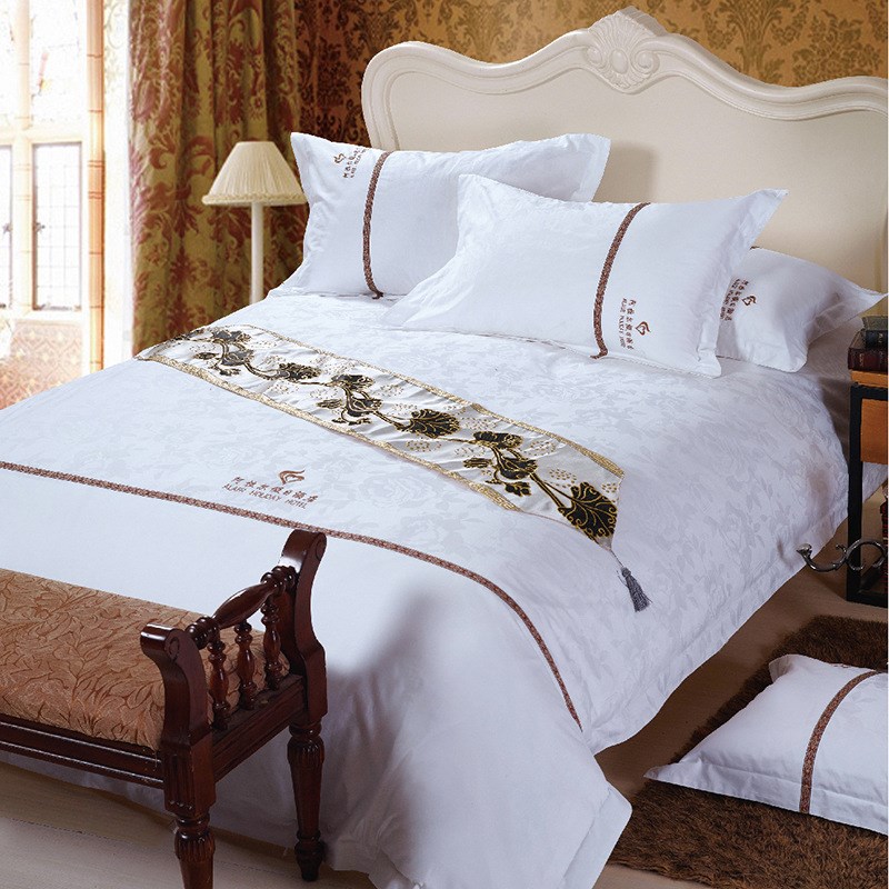 星级酒店布草四件套 高档白色公寓宾馆床上用品全棉民宿被套床单