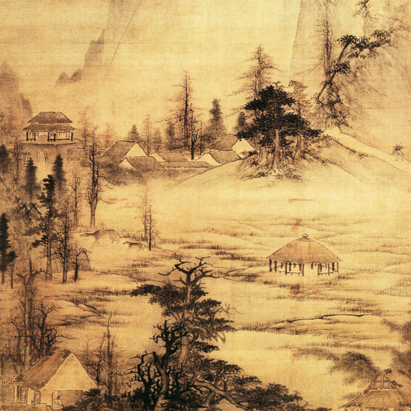 国画仿古字画挂画水墨卷轴画名人名家唐寅听琴图仕女吹箫图山水画