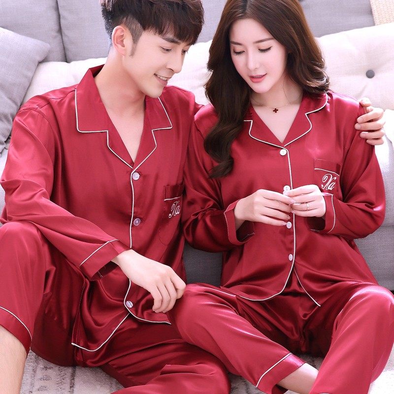 情侣睡衣春秋款长袖新婚冰丝绸开衫大红色结婚女男士两件套家居服,女士内衣/男士内衣/家居服,睡衣/家居服套装,淘宝优惠券,粉丝福利购,淘宝优惠卷