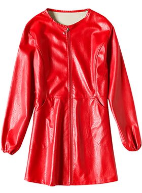罩衣大人秋季时尚PU皮防水防油厨房长袖工作服女士围裙羽绒服护衣