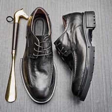 Шапочка для душа 香港潮牌英伦风商务皮鞋男士2023真皮透气圆头潮流厚底青年单鞋男