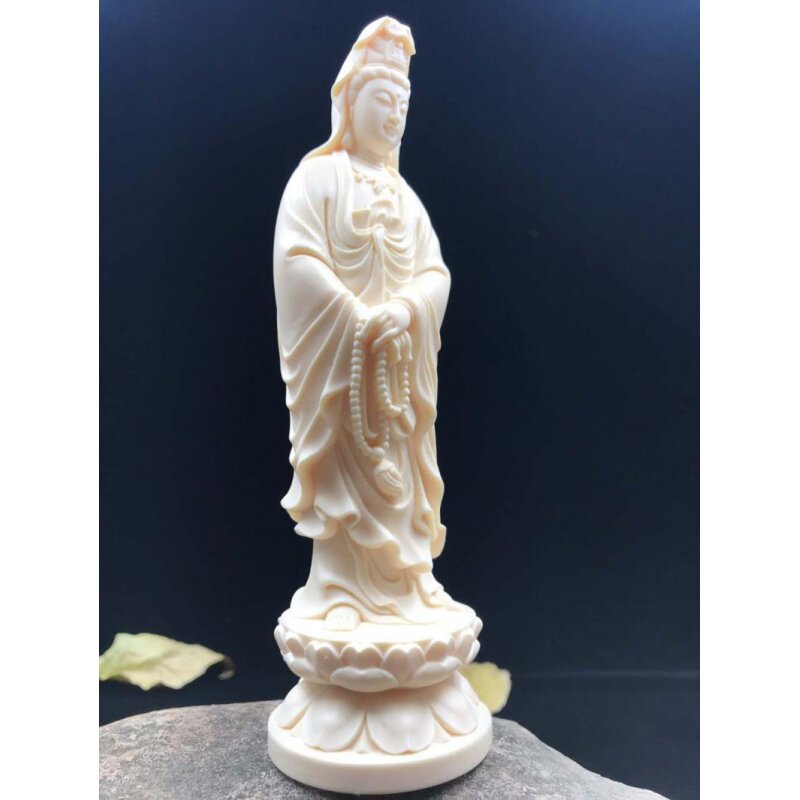 工厂销象牙果念珠观音菩萨佛像摆件莲花底K座手持念珠家居工艺礼