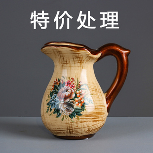 欧式 花瓶陶瓷创意摆件陶罐青花瓷现代简约瓷器落地大粗陶花瓶花器