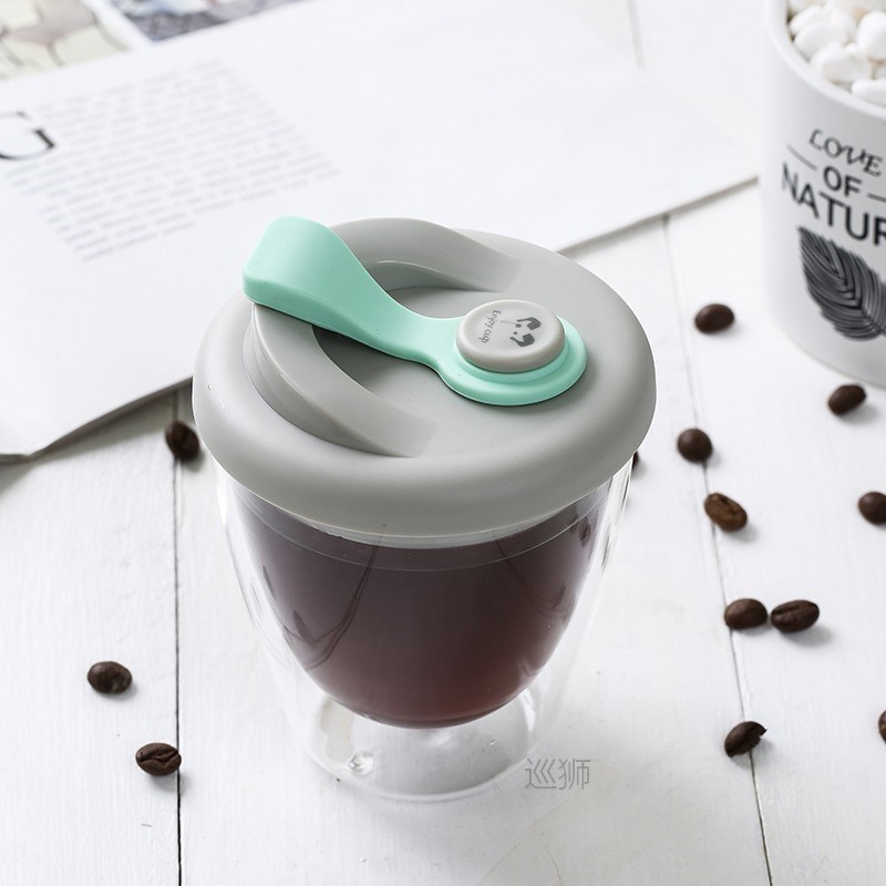 Double Thickened Glass Coffee Cup Thermos Mug Portable Car V