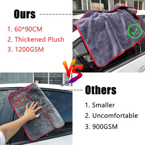 60*90 1200GSM Car Detailing Microfiber Towel Cleaning Rag fo