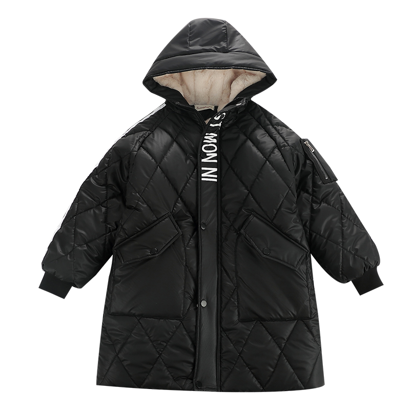 男童中长款棉衣2022新款u冬装儿童洋气羽绒棉服棉袄加绒加厚外套