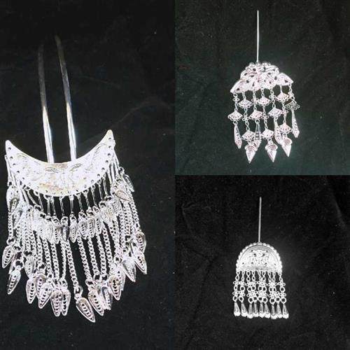 苗族舞头a饰湘西银饰发饰少数民族女儿童舞蹈服饰配件苗族头饰