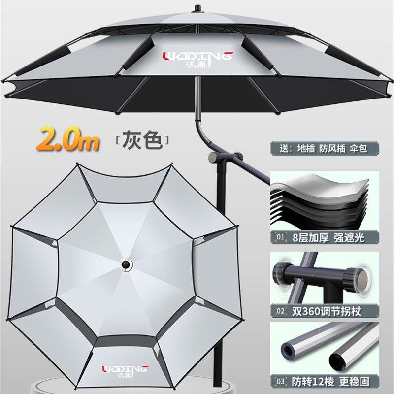 2024新款防暴雨钓鱼伞大钓伞2.4万向加厚雨O伞防风遮阳防雨垂钓艺