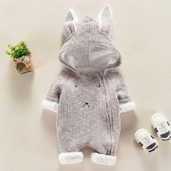 推荐Canis Toddler Baby Boys Girls Rabbit Es ooded Romper