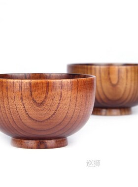1Pc Wooden Bowl Japanese Style Wood Rice Soup Bowl Salad Bow