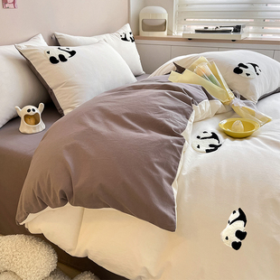 可爱毛巾绣纯棉水洗棉床上四件套少女心全棉被套学生3件套1.8床单