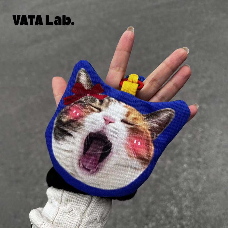 猫咪DIY定制宠物印花零钱卡包拉链帆布双层收纳袋布艺便.携网红AO