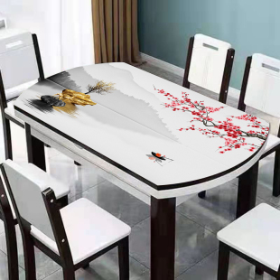 皮革桌布防水防油餐桌椭圆形免洗餐垫圆形不透明盖布可裁剪台布