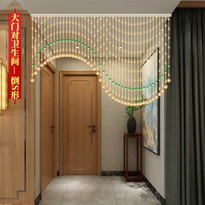 珠帘风水水晶珠帘白菜卧室免打孔门帘洗手间厕所隔断玄关过道挂帘