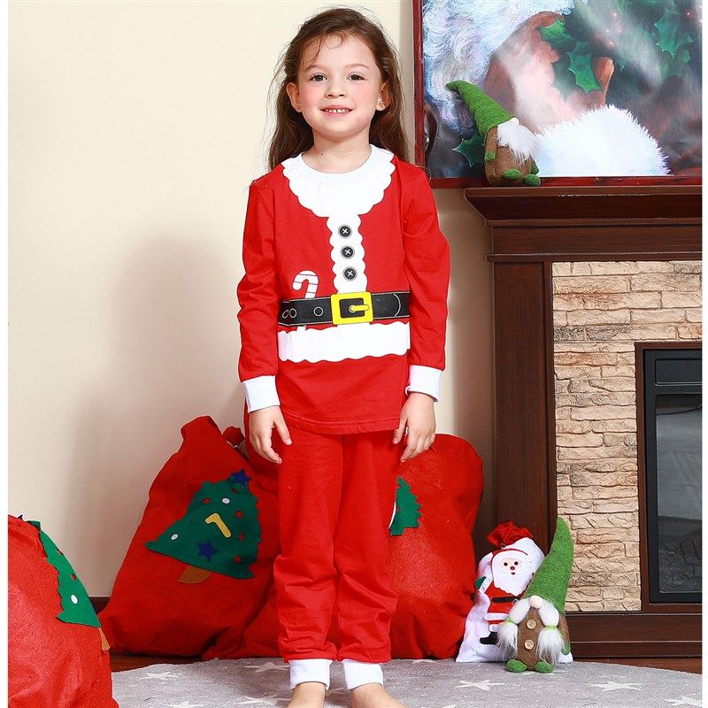 速发kids christmas pyjamas santa claus pajamas boys girls sl