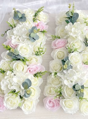 Artificial Peony Rose Hydrangea Row Wedding Background Fake