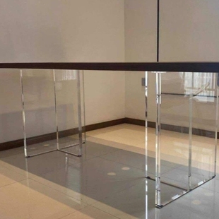 亚克力桌腿支架塑胶桌脚定制高透明有机玻璃板水晶餐桌支撑腿茶台