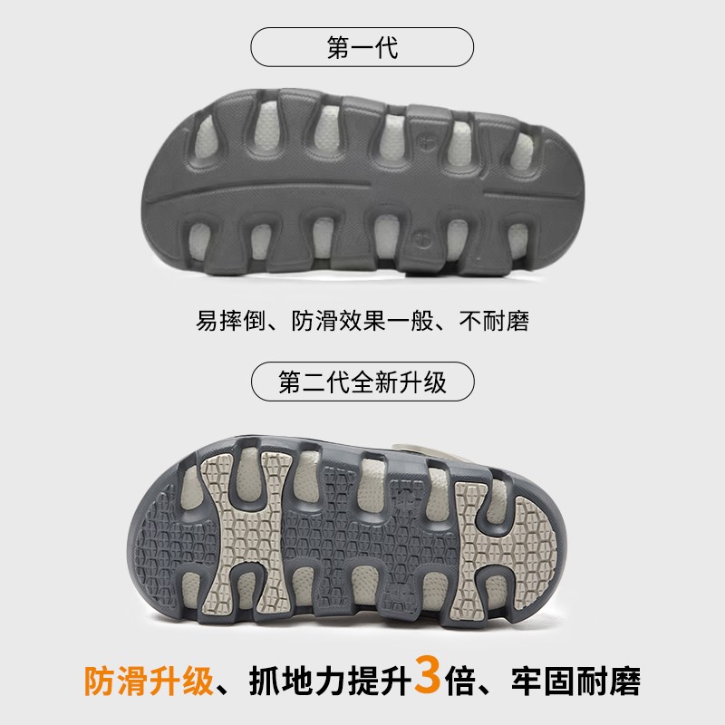 新款洞洞鞋男防滑防臭户外耐磨厨房包头厚底沙滩凉拖鞋.夏季外穿