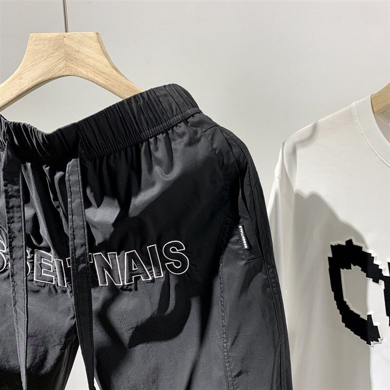 春夏百搭速干透气休闲裤男士2w023年时尚潮牌宽松简约束脚九分裤