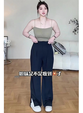 晶咕蕾蕾胖mfm200斤塑腰吊带背心女夏季大码显瘦百搭打底上衣外穿