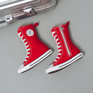 韩版儿童帆布鞋高帮男童女童鞋子板鞋白色球鞋休闲鞋儿童小白鞋女