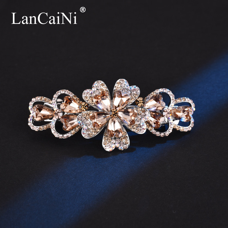 夹子发饰发卡发夹简约花朵卡子水钻头花中号顶夹马尾夹头饰品