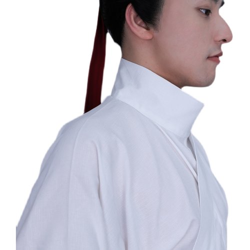 琉鱼汉服c春秋款汉服中衣中裤男女白色曲交领明制打底内搭套装