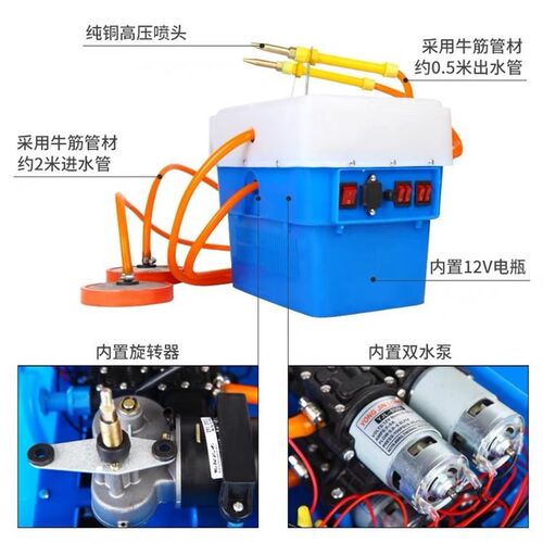 渔船打药机喷洒器消毒虾池摇摆撒药神器摇头养殖螃蟹塘鱼塘专用