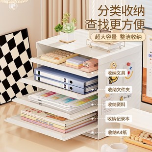 桌面信盘文件收纳架书架铁艺平替抽屉式多层办公桌杂物A4纸置物架