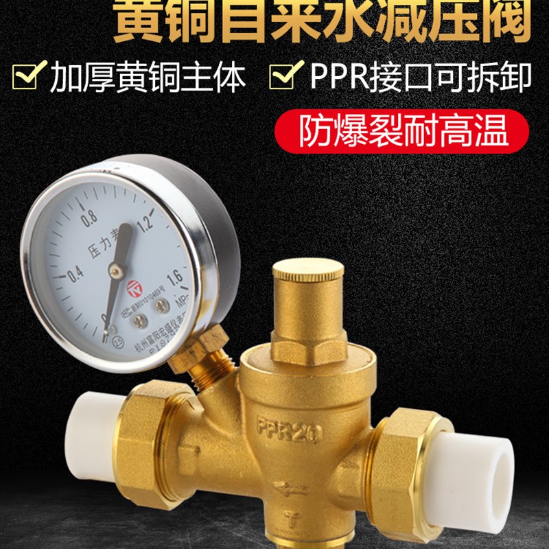 全铜家用稳压阀净水器热水器ppr20/25自来水管减压阀4 6分ppr接头