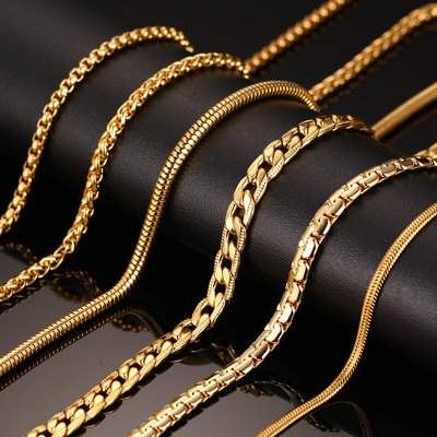 速发推荐Vnox 24inch Gold-color Chain Necklace Long Stainless