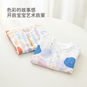 热销babylove婴儿短袖连体衣夏薄款透气纱布哈衣爬服宝宝衣服清凉