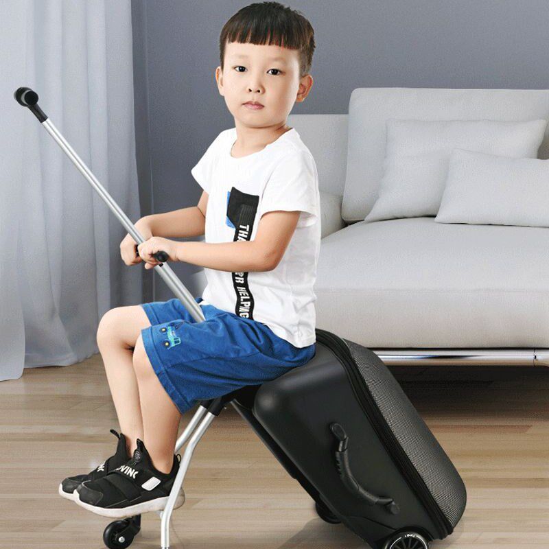行李箱儿童可坐护栏可骑可推女孩懒人拉杆箱大容量遛娃旅行登机箱