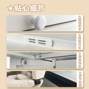 床头书柜储物柜一体家用卧室钢制玻璃门防尘矮柜儿童书架置物柜子