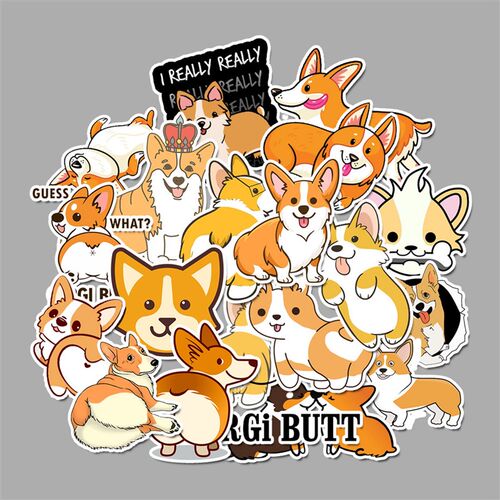 50pcs cute animal dog corgi waterproof sticker pet dog deco