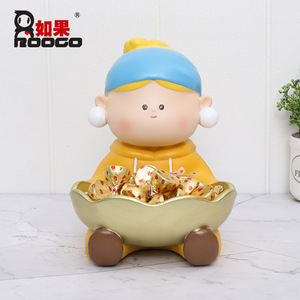 极速发货如果创意款入户钥匙收纳盘摆件可爱小红帽玄Y关家居装饰