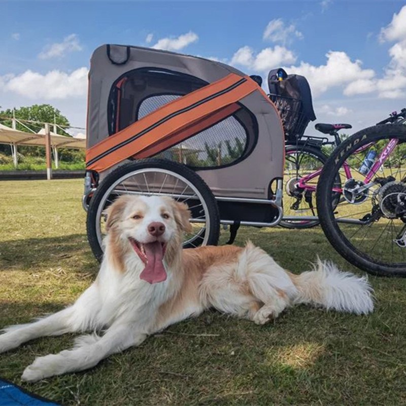 自行车拖车宠物后挂拖车狗猫推车折叠户外遛狗骑行透气拖挂车载物