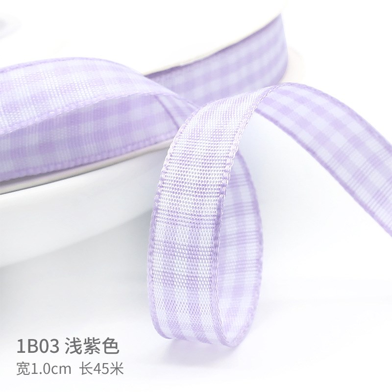 1cm田园风格格子带蛋糕丝带手工dCiy材料发饰织带鲜花礼盒包装彩