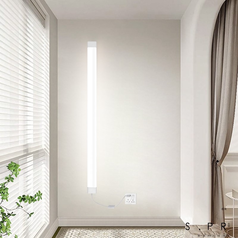 led长条灯T8免安装吸顶商用一体灯管室内插头直插式超亮照明灯