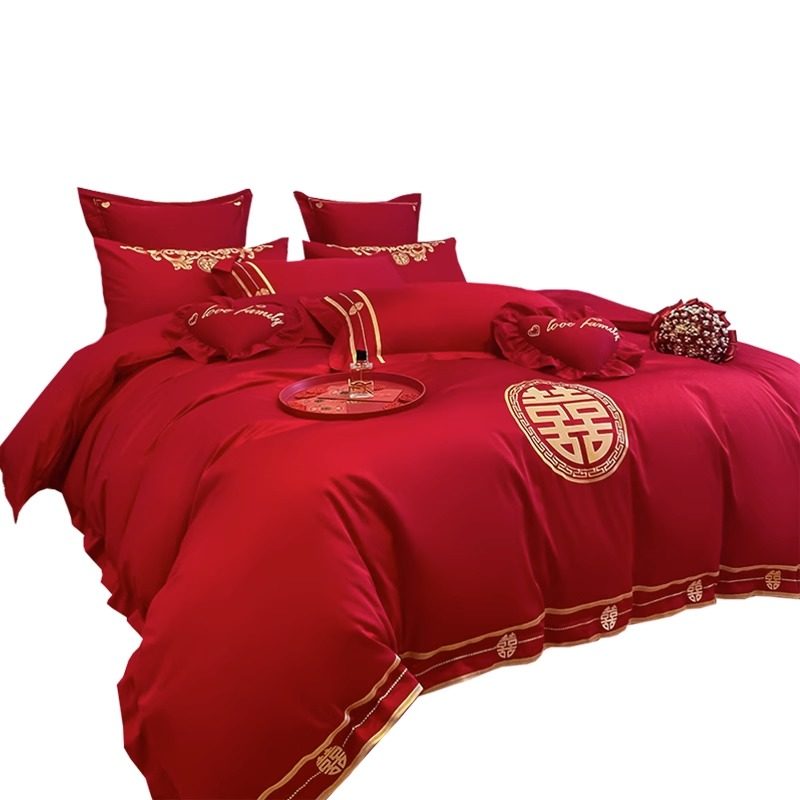 乐优公主结婚四件套大红色纯棉床单新婚庆全棉被套喜被床上用品夏,床上用品,婚庆床品套件,淘宝优惠券,粉丝福利购,淘宝优惠卷