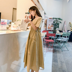 孕妇夏装连衣裙2023辣妈孕晚期时尚外穿宽松遮肚中长款孕妇衣服