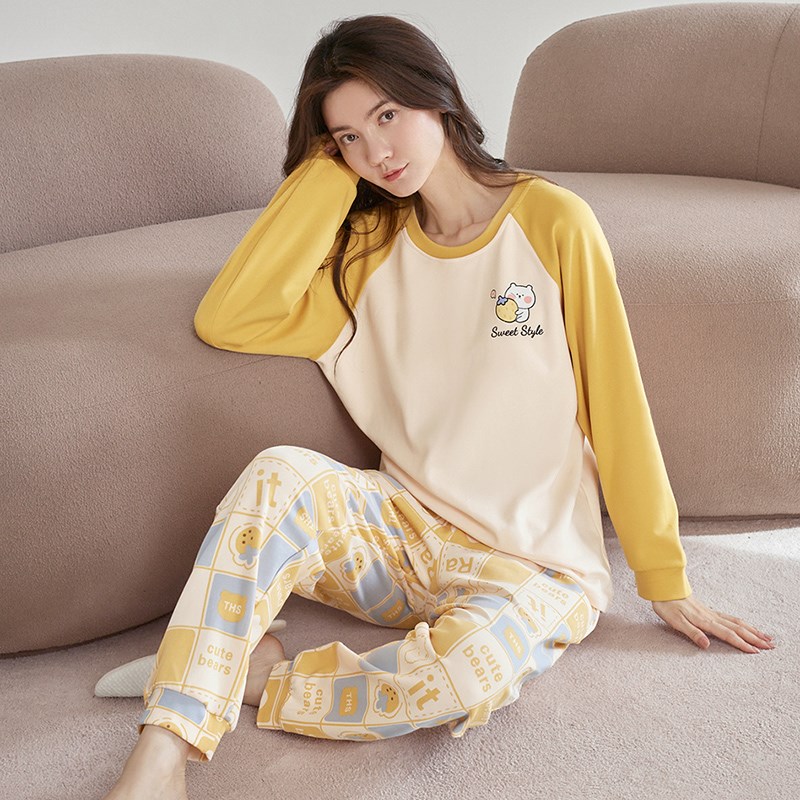2024年新款春秋款睡衣女款长袖休闲韩版可外穿秋季家居服套装
