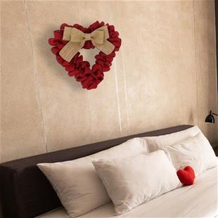 Bow 速发Valentines Pro Ornaments Hanging Pleated Wreath Day
