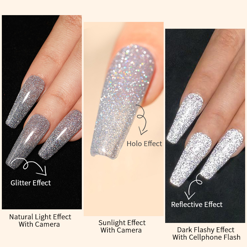 推荐BORN PRETTY Reflective Glitter Gel Nail Polish Auroras H