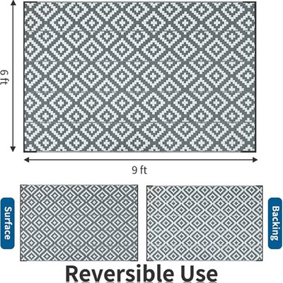 速发Outdoor Rugs for Patios Clearance 6' X 9' Reversible Eas