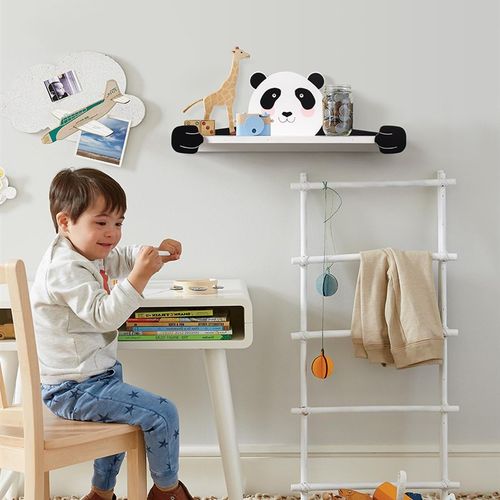 儿童房置物架墙面装饰熊猫卡通创意木质样板间墙上收纳搁板装饰架