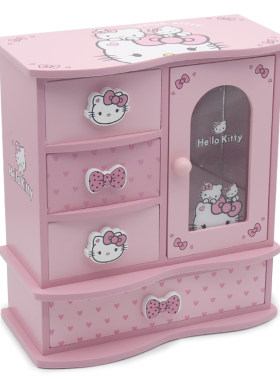 儿童梳妆盒公主大容量kitty韩版可爱少女心饰品发饰收纳盒木质大