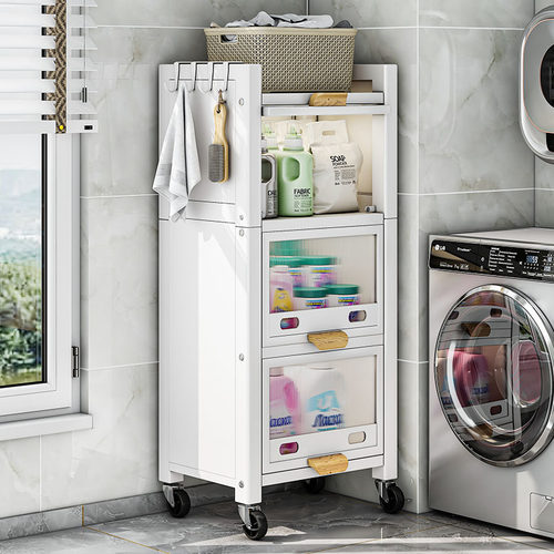 阳台洗衣机置物架滚筒翻盖夹缝架子带柜落地多层烘干机旁边收纳柜